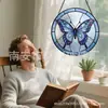 Pingentes de vidro colorido de borboleta transfronteiriços, decorações de janela para as quatro estações, apanhadores de sol para jardim