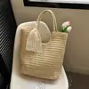 Bolso Tejido de Paja de Moda para Mujer 2026 Nuevo Bolso Tote Casual de Gran Capacidad Estilo Vacaciones Bolso Tejido de un Solo Hombro para Viajes