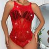 TZ79 lingerie sexy brilhante com strass para mulheres, saia de quadril, body de rede