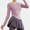Roupas de Yoga Pequenas com Decote em V para Primavera e Verão Manga Longa Plissado Ajuste ao Corpo Emagrecimento Corrida Esportes Top Celebridade da Internet Roupas de Fitness ao Vivo Camiseta