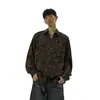 Camisa Casual de Manga Larga con Estampado de Leopardo Vintage para Hombre, Otoño Talla Grande Corte Holgado Elegante para Discoteca