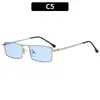 Moda Europea y Americana Nuevas Gafas de Sol Cuadradas Metálicas Simples Estilo Callejero Versátiles Gafas de Sol Mismo Estilo que Celebridades de Internet Gafas de Hip-Hop de Moda