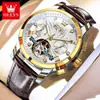 Zhang Zhilin Respalda los Relojes Olevs, Reloj Mecánico Puro Totalmente Automático, Diseño Calado, Reloj de Pulsera para Hombre Impermeable de Negocios