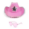 Sombrero de Vaquero Rosa Listo para Usar del Fabricante, Sombrero de Vaquero de Estrella de Cinco Puntas, Sombrero de Vaquero con Borde Plateado de la Bandera Estadounidense, Sombrero de Vaquero con Lentejuelas