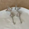 Pendientes de Botón con Borla de Pedrería Mariposa Transfronterizos Europeos y Americanos Diseño Retro de Nicho Exquisitos Pendientes Accesorios para Orejas de Lujo Ligero Gama Alta