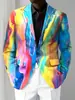 Chaqueta de Manga Larga con Botones, Pigmento Salpicado, Temperamento Iridiscente, Traje de Moda para Sesión de Fotos de Revista, Parte Superior WL8, Resistente a las Arrugas