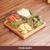 Prato Quadriculado Estilo Japonês Jiugongge para Fondue com Prato de Servir Mesa de Churrascaria Utensílios de Mesa Bambu para Molho Frutas Dim Sum