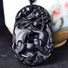 Obsidiana Guanyin Buda Pingente Pingente de Jade para Homens e Mulheres Colar Pingente de Jade para Venda Presente
