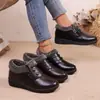 Sapatos Femininos 2025 Novo Estilo Botas Femininas Sapatos de Algodão de Inverno Zíper Sapatos Casuais Botas de Inverno Salto Anabela Salto Médio Botas Curtas para Neve
