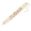 Collar de cadena de clavícula estilo hip hop punk con símbolo de dólar plateado y chapado en oro con letras exageradas de estilo europeo y americano