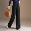 Pantalones de Lana Anchos Curvos de Moda para Mujer Otoño Invierno 2026 Nueva Llegada Caída Versátiles Largos Cintura Alta Adelgazantes Casuales