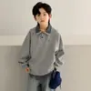 Sudadera Fina Nueva para Niños de Primavera y Otoño 2026, Suéter Holgado y Elegante Estilo Coreano para Niños Mayores