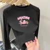 Camiseta interior casual de cuello redondo para niños, nueva colección primavera/otoño/invierno 2026, top de manga larga para niñas, adecuado para niños de talla mediana y grande, hecho con tela suave y cepillada