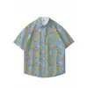 Ropa de Playa Verano Plátano Flor Hawaiana Camisa de Manga Corta Pantalones Cortos Hombres Sensación de Alta Gama Guapo Playa Traje Casual