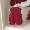 Macacão de Verão para Bebê Estilo Chinês para Bebê de Um Mês e Um Ano Novo Traje Formal Estilo Chinês Macacão de Engatinhar Sem Mangas com Abertura Frontal Estilo Pipa
