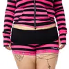 Ropa para Mujer INS Transfronteriza Otoño Invierno Retro Sublenguaje Sudadera con Capucha a Rayas Sudadera Corta Cintura Baja Pantalones de Chándal Ligeramente Acampanados Conjunto