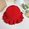 Sombrero de Ganchillo para Mujer con Ala Plisada y Volantes Bloques de Color, Adecuado para Primavera, Otoño e Invierno, Caliente y Transpirable Sombrero de Lana Tejido