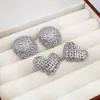 Pendientes de Corazón de Malla Cepillada de Acero de Titanio Vintage Estilo Francés, Elegantes Pendientes de Corazón Geométrico Chapados en Oro