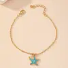Tobillera con Colgante de Estrella de Mar Imitación Perla, Cadena de Tobillo de Acero Inoxidable, Joyería Sencilla de Uso Diario de Nicho, 2024 Europea y Americana Transfronteriza