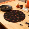 Manteles Individuales de Cuadros Halloween Transfronterizos Manteles Individuales de Tela Americana Redondos Espesados Aislados Manteles Individuales Occidentales Posavasos Tapetes para Tazones Personalización