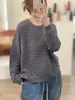 Suéter Pulóver Hueco de Punto Grueso de Cuello Redondo, Color Sólido, Manga Larga Casual, Versátil Suéter de Punto Holgado para Mujer, Nuevo Otoño/Invierno 2026
