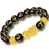 12mm Obsidiana Sintética Areia Dourada Pixiu Transmissão Ao Vivo Venda Quente Suprimento Transfronteiriço Passe-partout Pulseira Banhada a Ouro Pequeno Presente