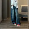 Jeans lavados versátiles de otoño temprano Zedaijiai, mezcla de alto contenido de algodón, corte holgado, tiro alto, adelgazantes, para mujer