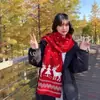 Cachecol de lã tricotada espesso, listrado e de cor sólida, versátil, estilo japonês, para mulheres, para outono e inverno, aquecedor de pescoço longo e quente