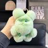Lindo llavero colgante de conejo Rex auténtico con forma de conejito para coche, con forma de bola de peluche y colgante para bolso.