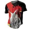 2024 comercio exterior transfronterizo verano nuevo gallo europeo y americano impresión digital 3D manga corta cuello redondo camiseta top para hombre