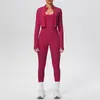 Chal Sexy con Tirantes Transfronterizo Europeo y Americano Cremallera Amigable con la Piel Chaqueta Pantalones de Yoga Ajustados de Cintura Alta Color Piel Ropa de Yoga para Fitness