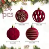 Conjunto de bolas de Natal transfronteiriço, 24 peças, em um balde, com bolas de Natal aveludadas, para decorações de árvore de Natal e ambiente festivo