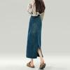 Saia Jeans Feminina de Alta Qualidade Estilo Western 2025 Saia Retro com Fenda Traseira Saia Midi em Linha A Peça para Primavera