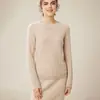 Tejido de Punto Base 100% Cachemir Puro para Mujer, Cuello Redondo, Patrón de Asiento, Tejido de Punto de Manga Larga, Tejido de Punto de Color Puro de Moda para Otoño e Invierno