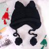 Chapéu de lã feito à mão com orelhas de coelho fofas estilo ins da Coreia do Sul para mulheres outono e inverno Novo chapéu de tricô com proteção para as orelhas quente chapéu Lei Feng