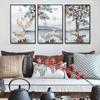 Pintura colgante de fondo para sala de estar con alce nórdico, pintura decorativa de pared de ciervo rico, tríptico al por mayor, pintura decorativa para restaurante