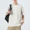 Camiseta de Manga Corta con Textura de Palomitas de Maíz para Hombre, Top de Verano Nuevo, Transpirable, de Cuello Redondo, Manga Media, Ropa para Hombre