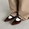 Sapatos Mary Jane com Solado Silencioso de Pele de Ovelha e Fivela Quadrada de Metal 2026 Primavera Salto Baixo Bloco Bico Quadrado Pequeno Couro Genuíno com Tira Única para Mulheres