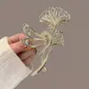Pasador de Perlas para Mujer Clip de Lazo Estilo Coreano Pinza de Tiburón para la Parte Trasera de la Cabeza Accesorios Metálicos Grandes y Simples para el Cabello