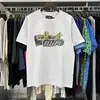 AM1R1 ICON Marca de Moda de Nicho Paloma de la Paz Estampado de Letras Cuello Redondo Holgado Manga Corta Camiseta para Hombres y Mujeres Pareja Manga Media