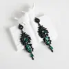 Pendientes Amazon transfronterizos, extragrandes, electrochapados, elegantes, de estilo largo, con un toque de alta gama, adornados con borlas y pedrería negra