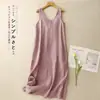 Nuevo Estilo de Verano Versátil Casual Algodón y Lino Estilo Artístico Simple Vestido sin Mangas