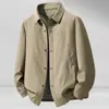 Chaqueta Estilo Primavera para Hombre, Chaqueta Casual de Negocios con Cuello Alto, Abrigo Elástico de Nylon de Seda de Leche sin Planchar para Hombre