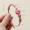 Pulseira de Mão Trançada de Oito Fios Flor de Pêssego Estilo Chinês Tecida à Mão DIY com Miçangas Joia de Moda Nacional Presente para Amigos