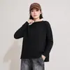 Top Holgado Plisado Estilo Miyake para Mujer Otoño 2026 Manga Larga Cuello Semi Alto Silueta Camufla Imperfecciones Talla Grande Color Liso Camiseta