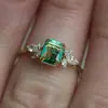 Anel de Jade Sintético Estilo Europeu e Americano Elegante Cao Shi para Mulheres, Marquise Exquisita com Zircônia Microcravejada Estilo Live do Tiktok Ins