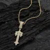Set de Cobre Zircón Colgante de Espada y Cruz en Forma de T Collar de Hip-hop Europeo y Americano Collar de Moda para Hombre Transfronterizo Nuevo