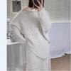 Ph52830 Damei Ai Yuan Otoño 2025 Nuevo Conjunto de Suéter Pulóver con Flor Tridimensional + Falda para Mujer
