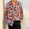 Camisa de Fada Masculina Primavera e Outono Camisa Divertida Estampada Masculina Manga Longa Estilo Hong Kong Solta Moda Casual Jaqueta Camisa