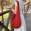 Bolsa de Praia de Crochê Estilo Preguiçoso, Bolsa Tecida Grande de Ombro Único Retrô Francesa, Bolsa Saco Grande para Viagem de Férias, Tricô